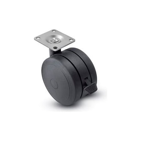 Casters Wheels & Industrial Handling Shepherd Swivel Top Plate Soft Tread Caster With Brake, 75mm Dia., Black PSF75101BK-B